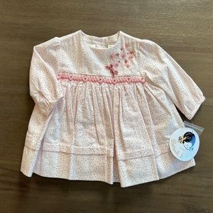 New Baby Girls Sarah Louise Pink Polka Dot Smocked Dress